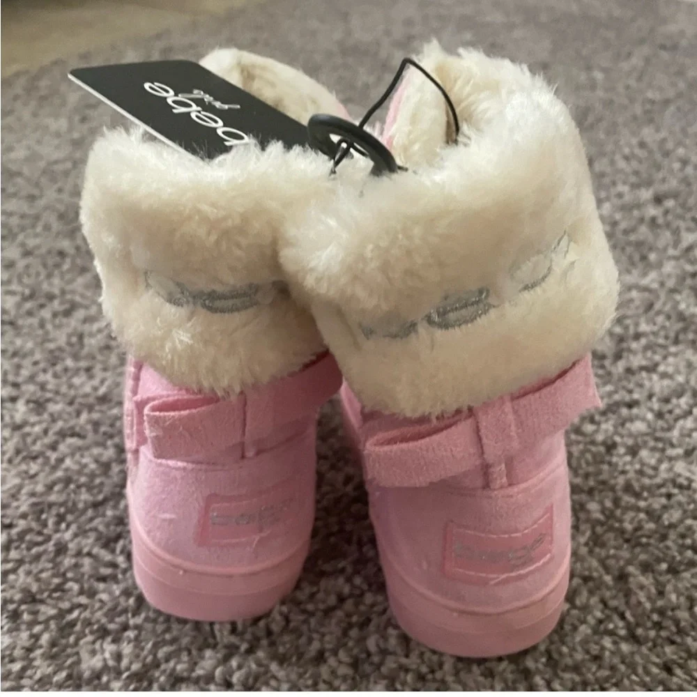 bebe kids (todler) faux fur trim boot pink New